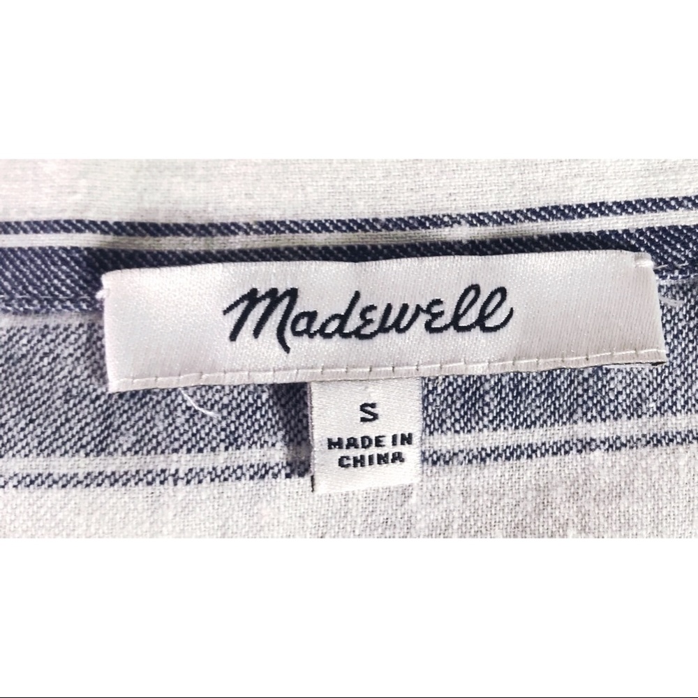 Madewell Nautical Striped Lace Up Linen Cotton Top - Picture 7 of 7